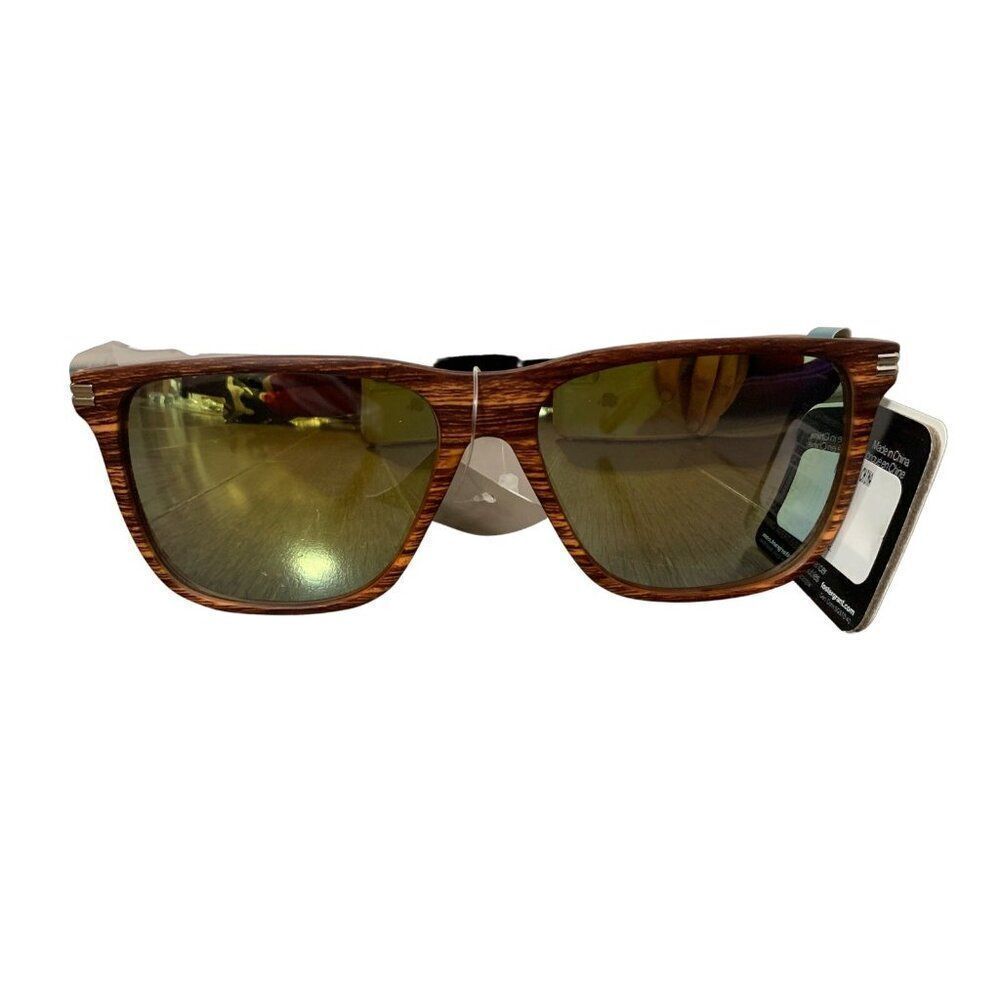 Caliblue foster grant Brown wood pattern frame sunglasses uV protection Unisex